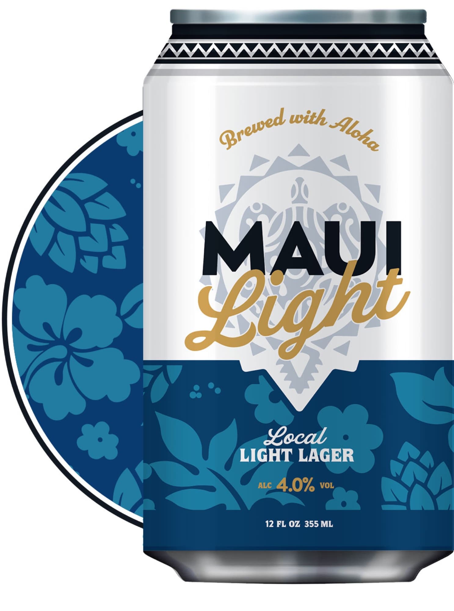 Maui Brewing Company — light lager can hibiscus