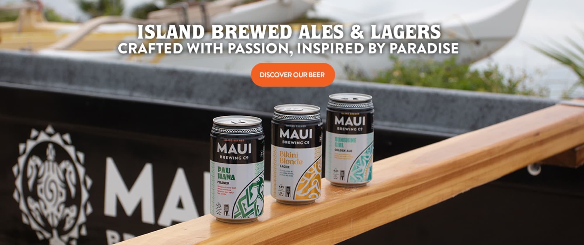 Maui Brewing — Waikīkī — three cans bar edge