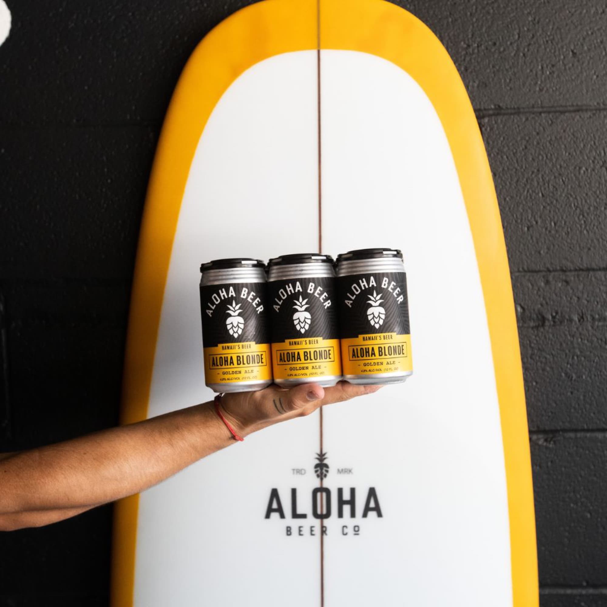 Aloha Beer Company — blonde ale cans surfboard 2