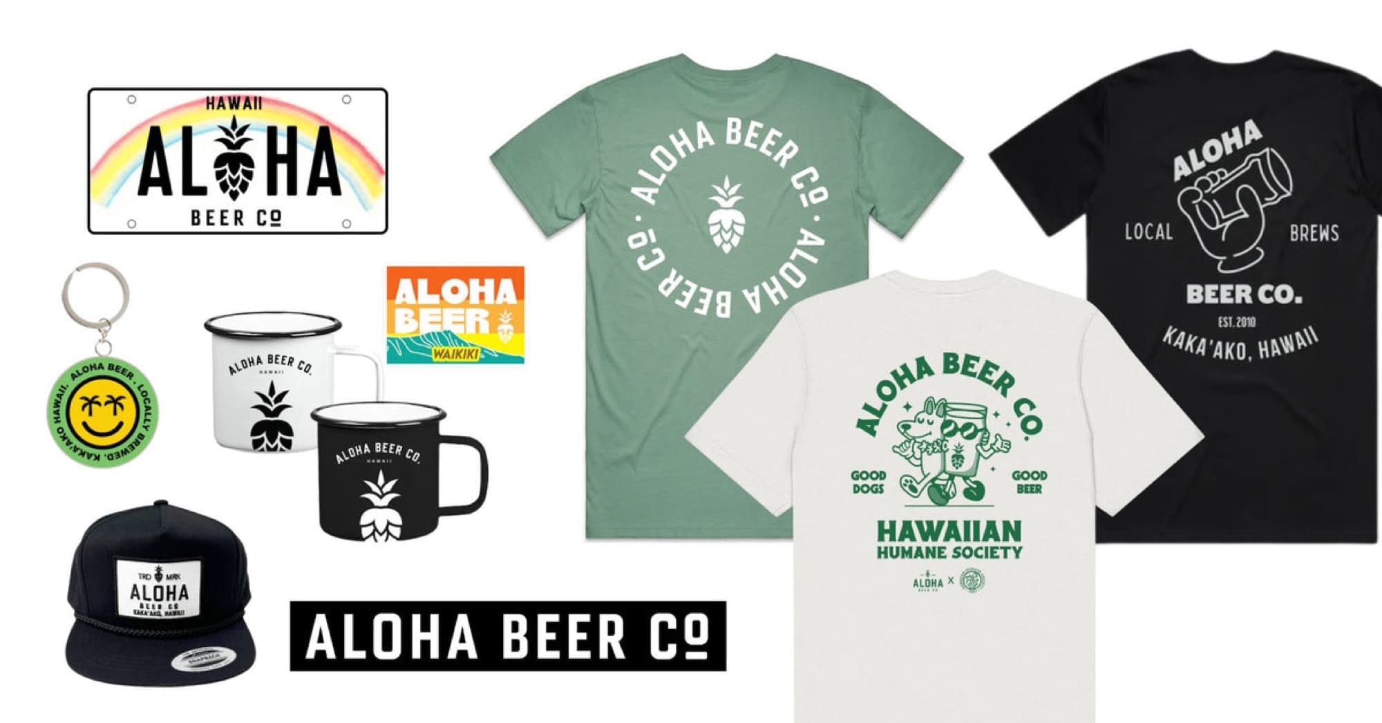 Aloha Beer Company — branded merch shirts mugs hat