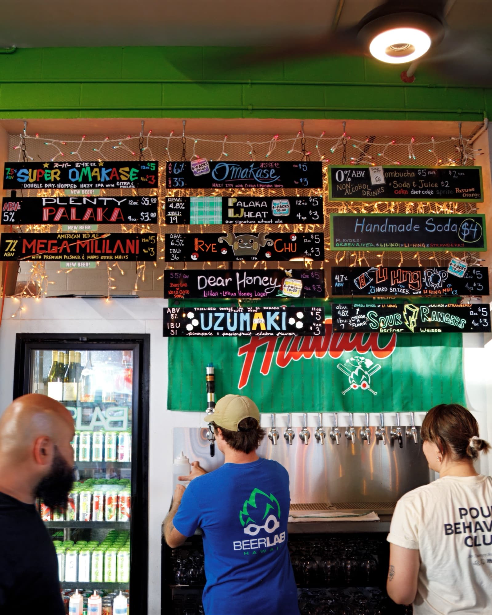Beer Lab HI — chalkboard tap list wall