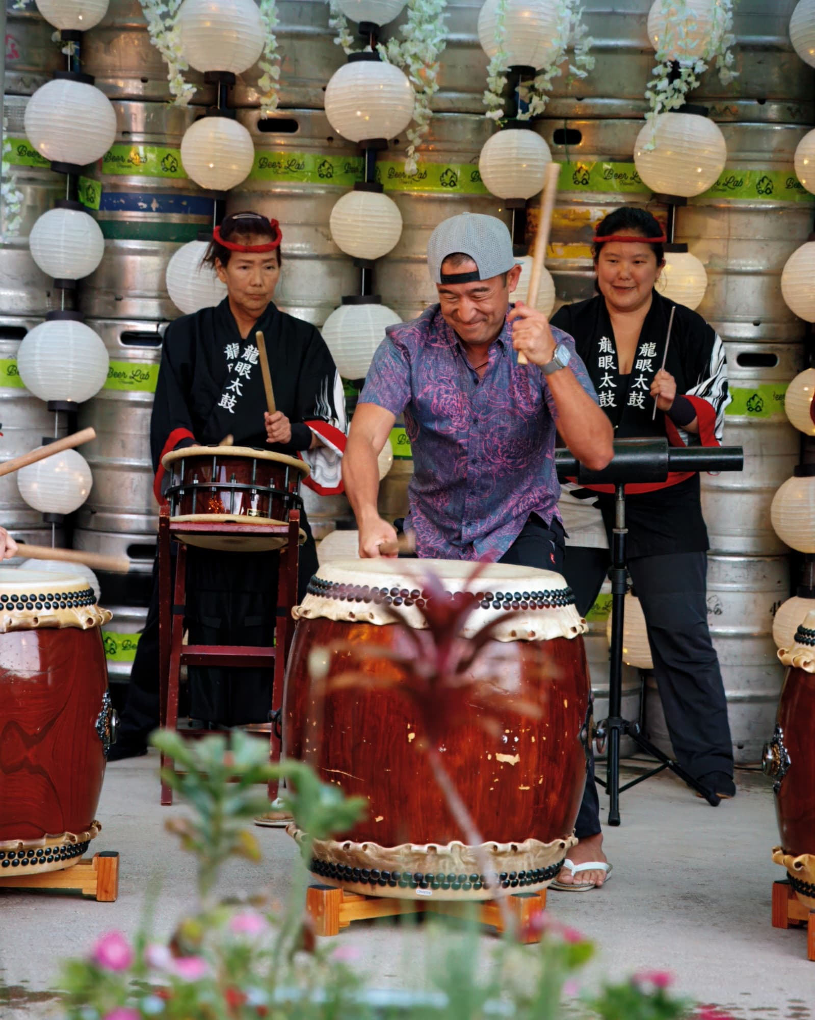 Beer Lab HI — taiko drummers kegs lanterns