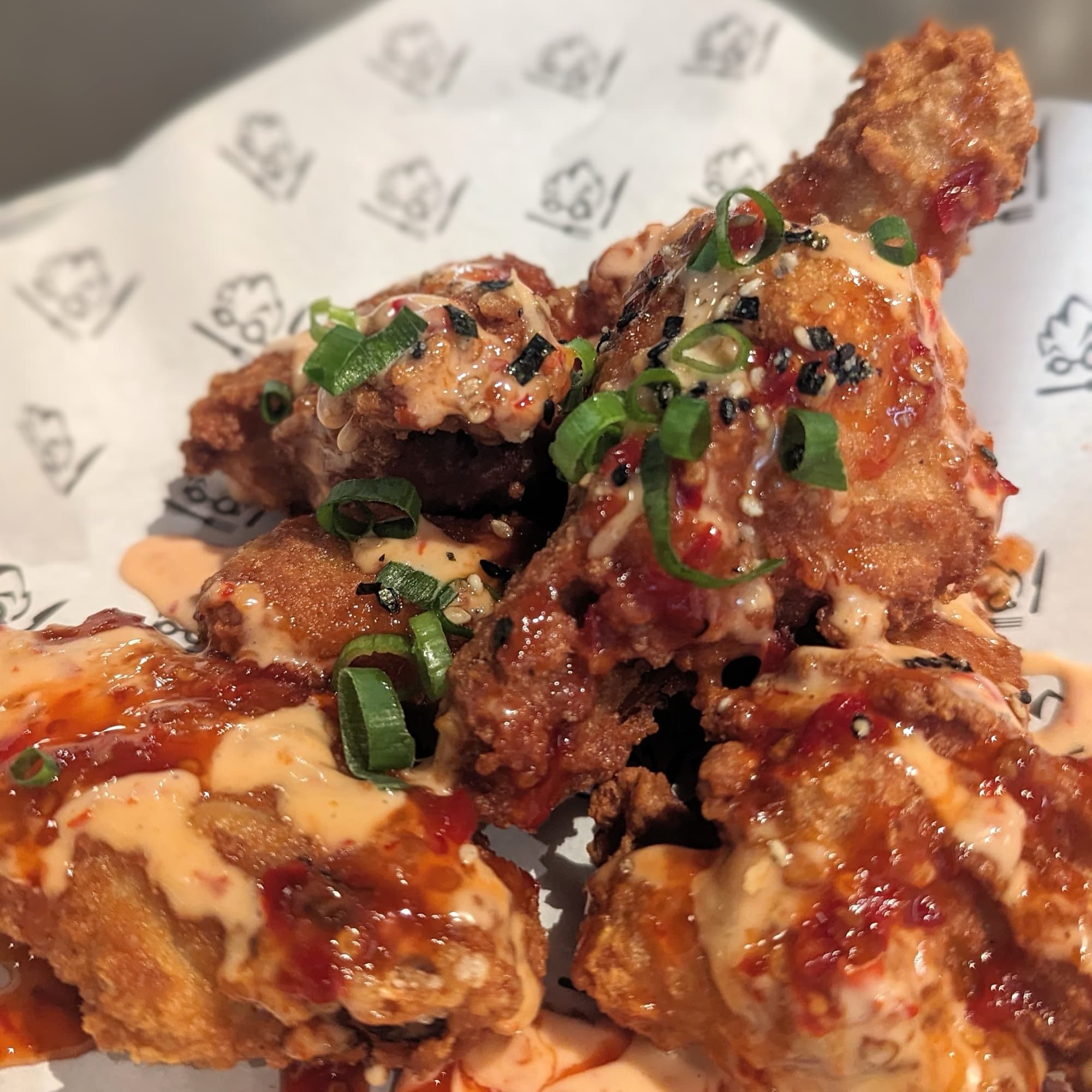 Beer Lab — The HALL at Pearlridge — fried chicken wings sauce scallions
