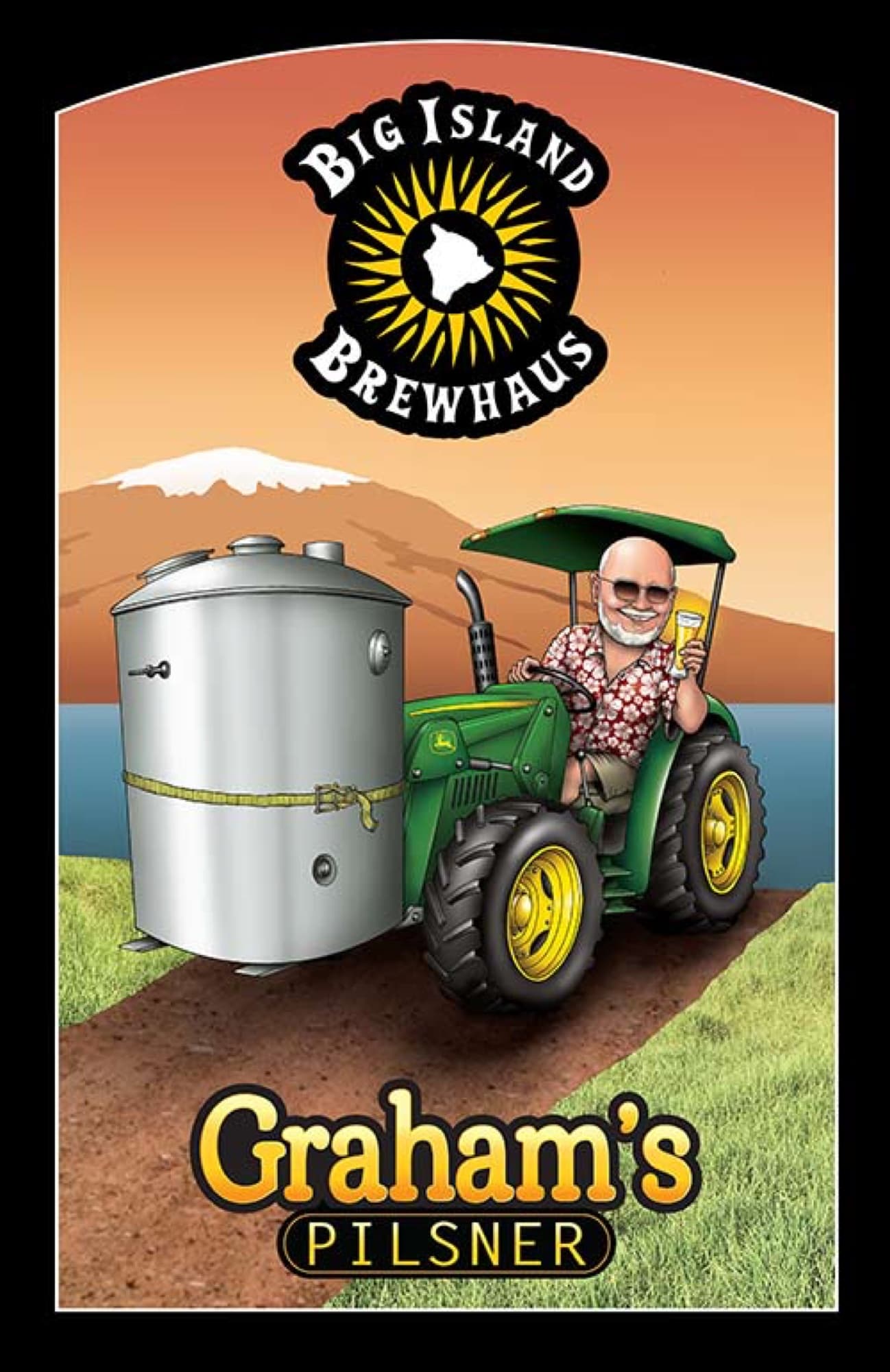Big Island Brewhaus — grahams pilsner tractor label art