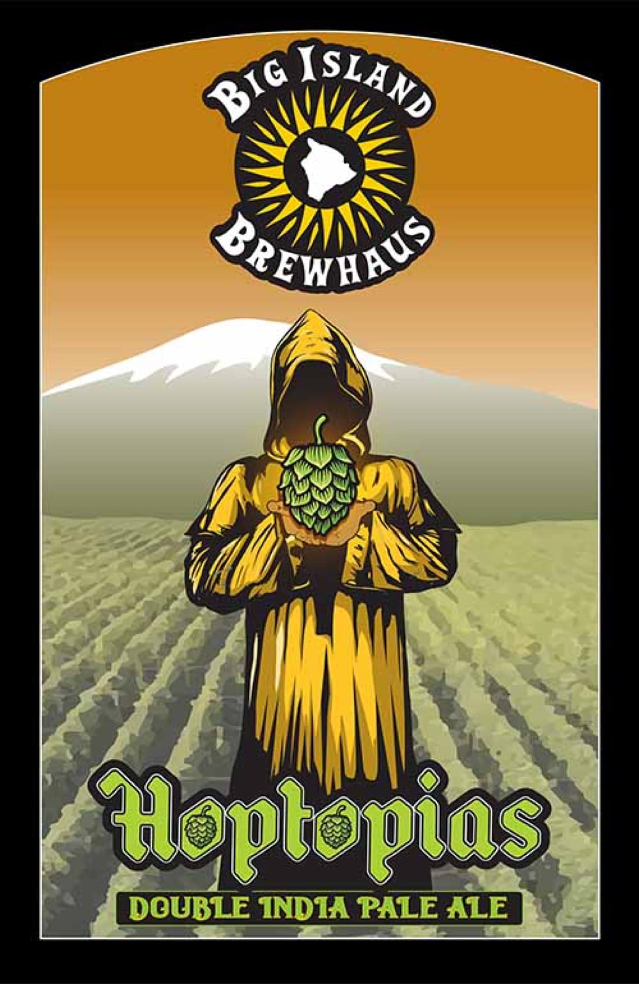 Big Island Brewhaus — hoptopias double ipa label