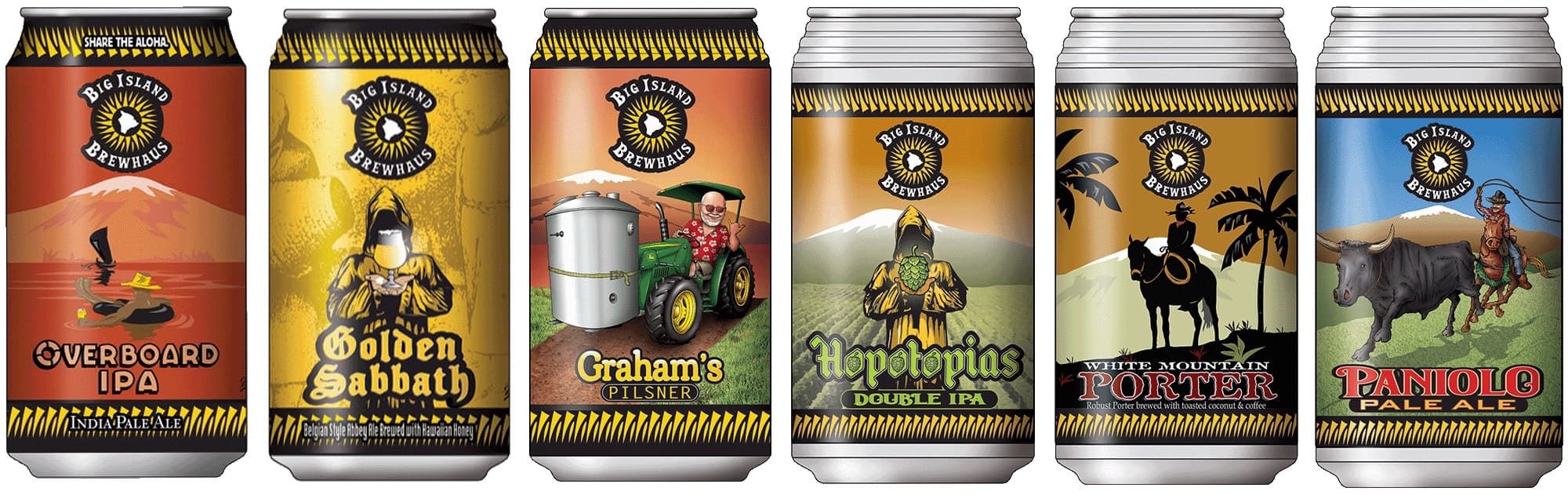 Big Island Brewhaus — six can beer lineup