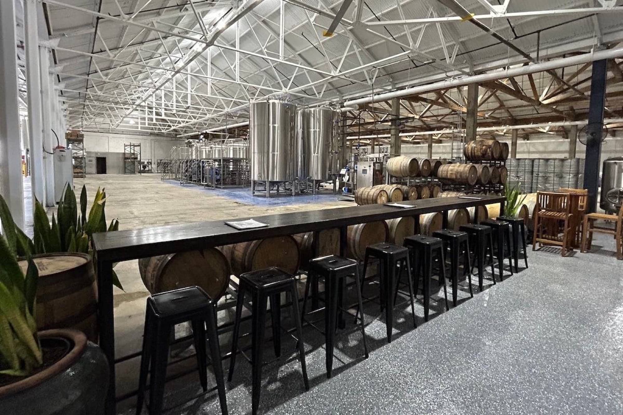 Honolulu Beerworks — barrel bar stools brewhouse