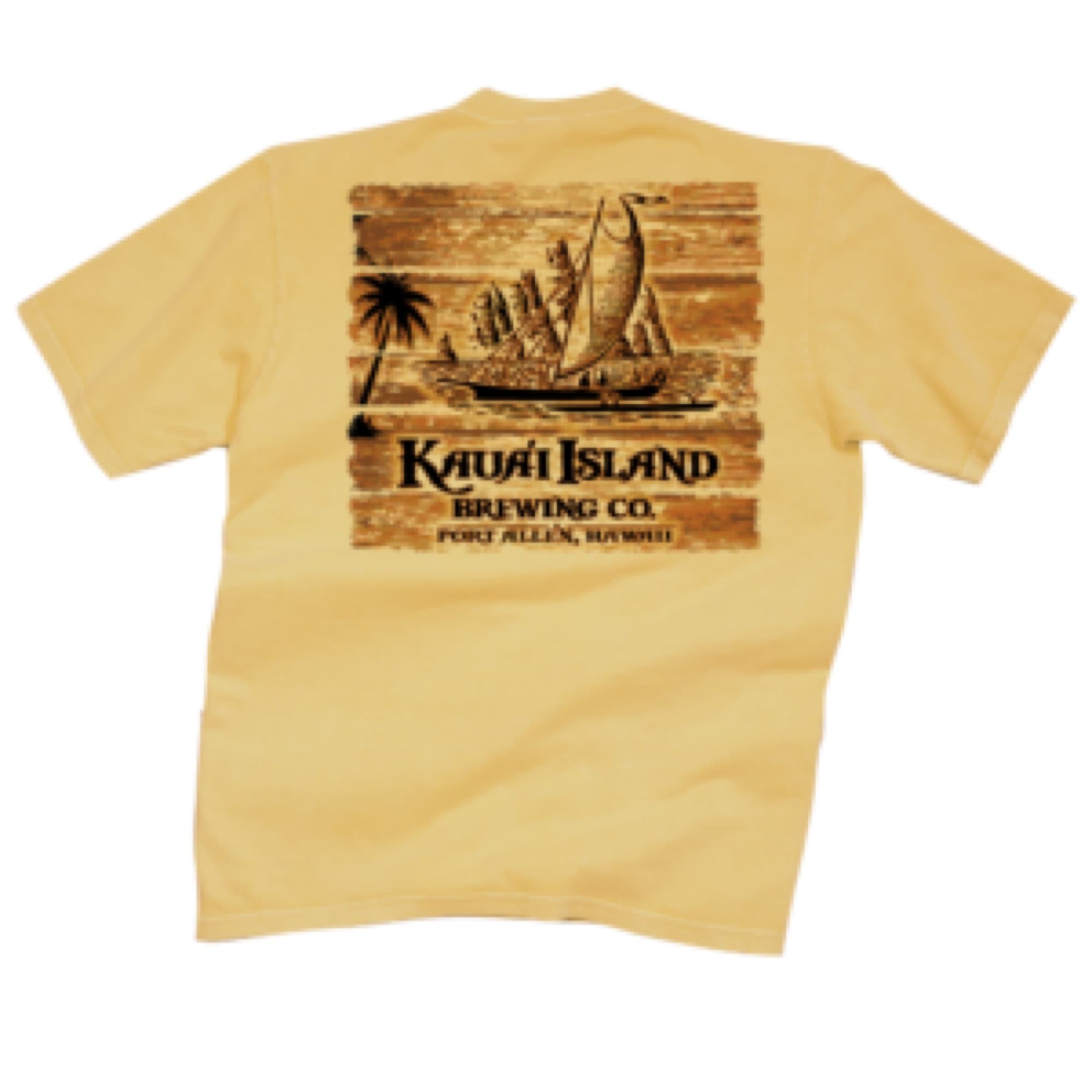 Kauai Island Brewing Company — yellow tshirt sailboat graphic back