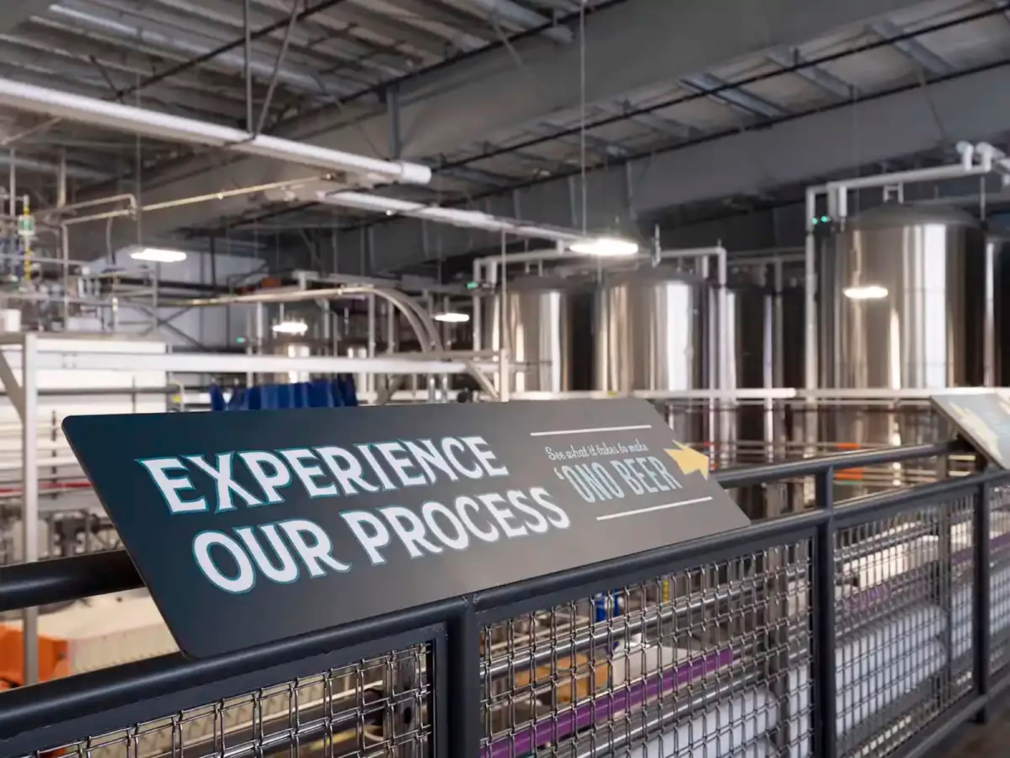 Kona Brewery — brewhouse tanks tour sign