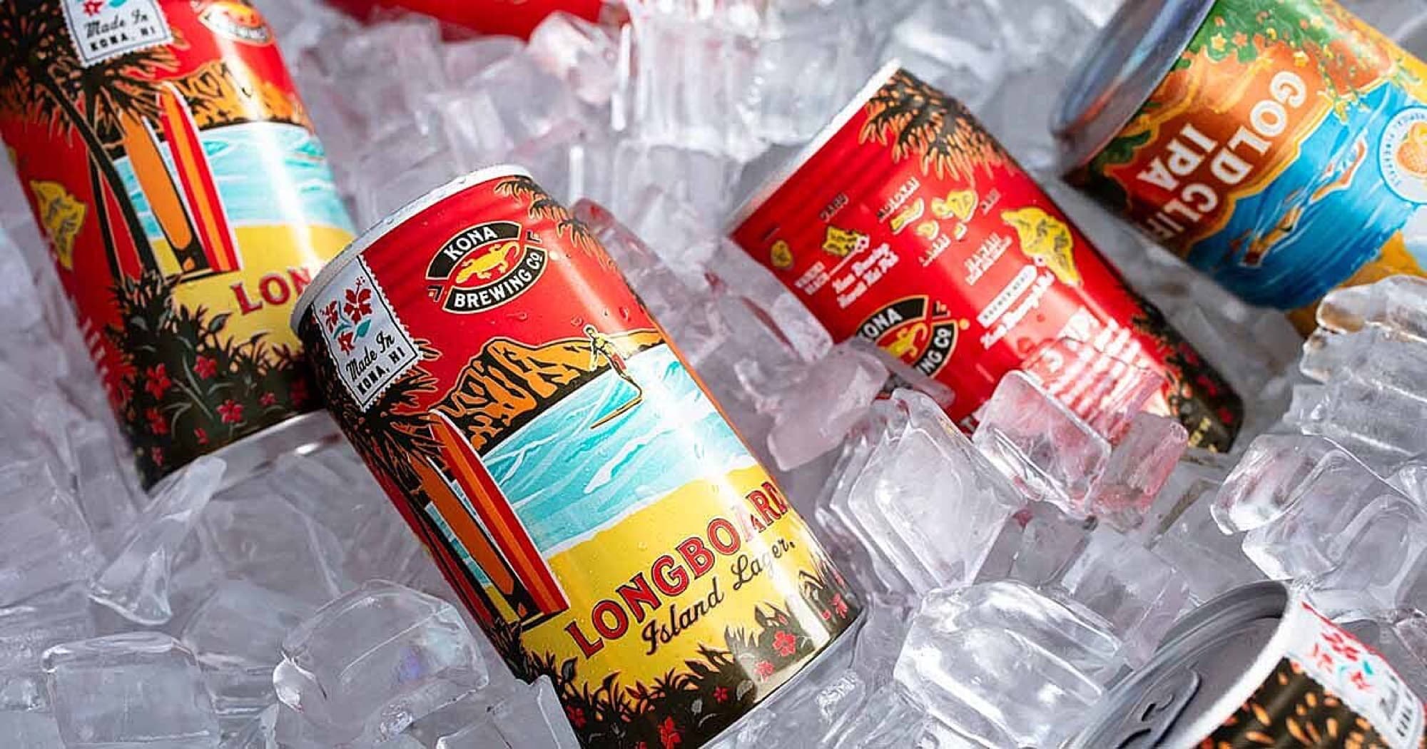 Kona Brewery — longboard cans on ice
