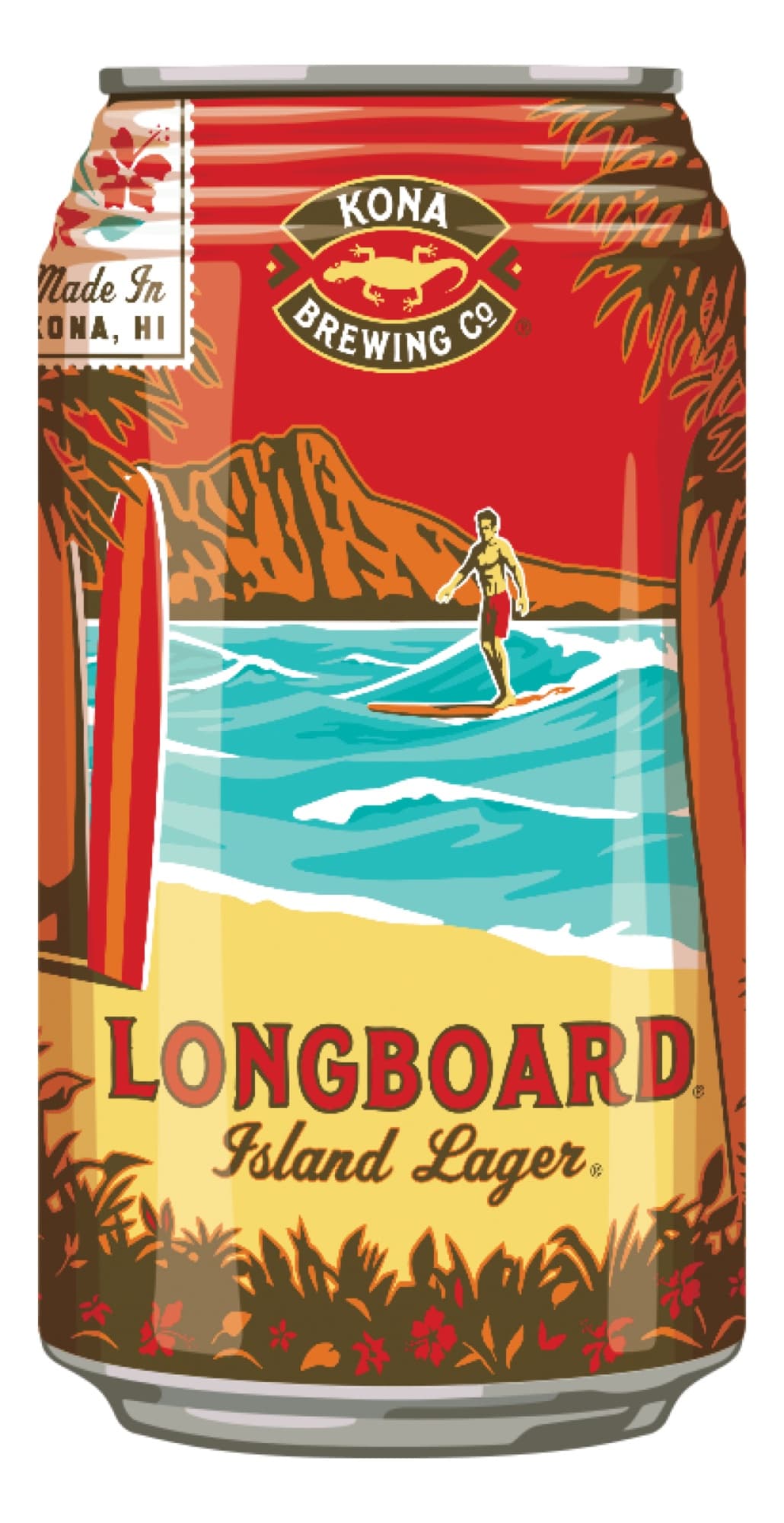 Kona Brewing Hawaiʻi Kai Pub — longboard island lager can