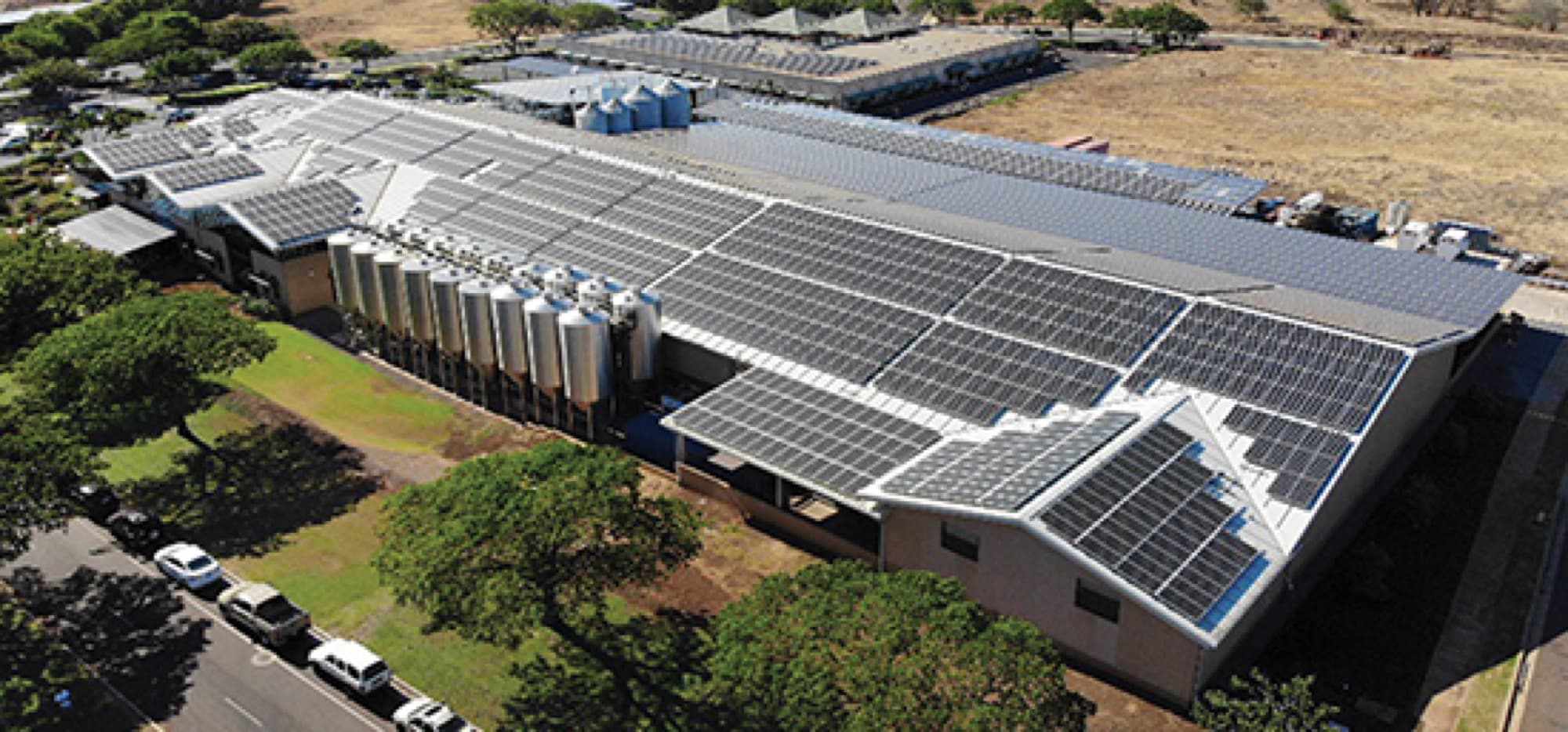 Maui Brewing Company — aerial brewery solar roof tanks