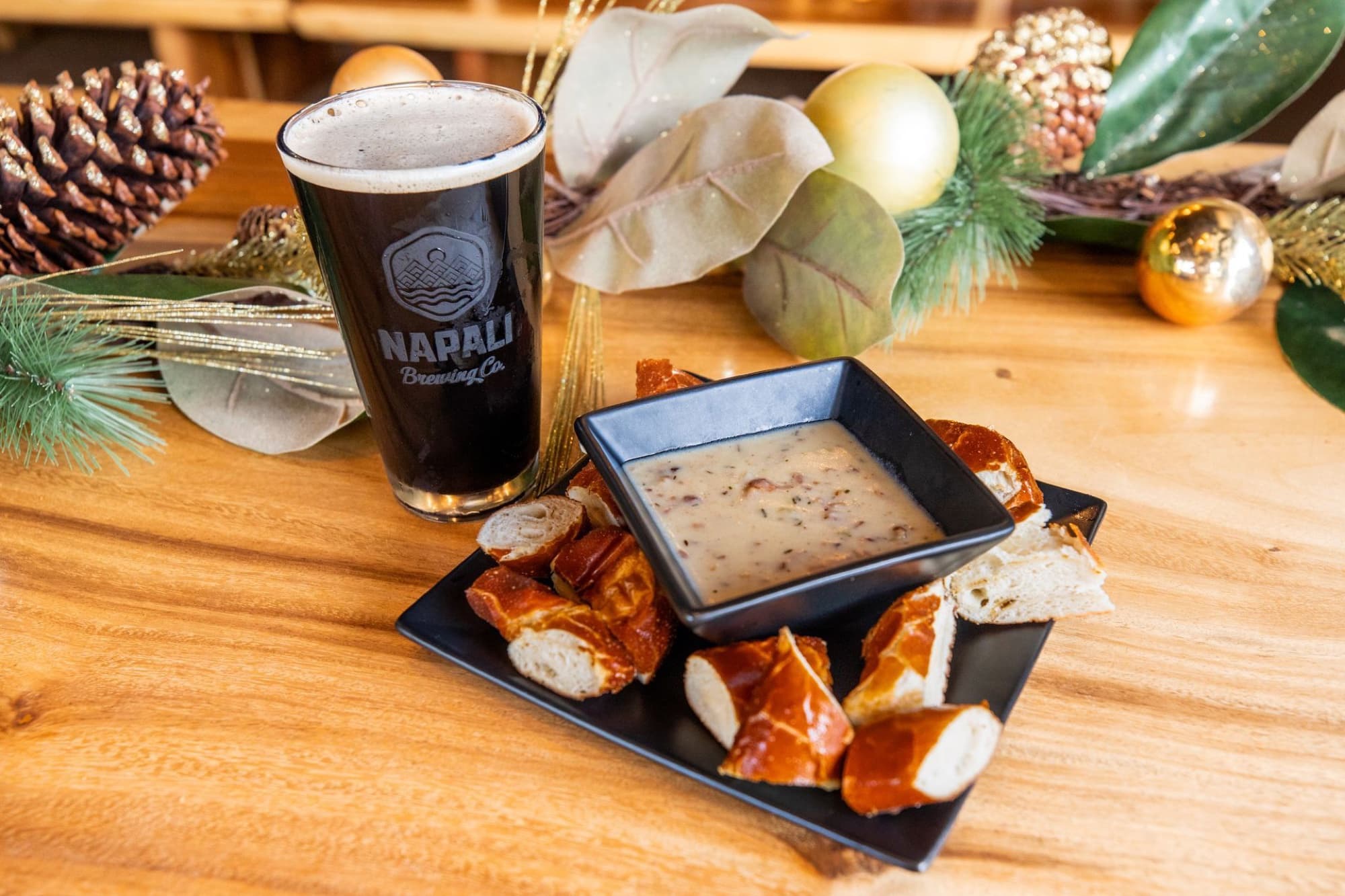 Napali Brewing Co. — dark beer pretzels dip