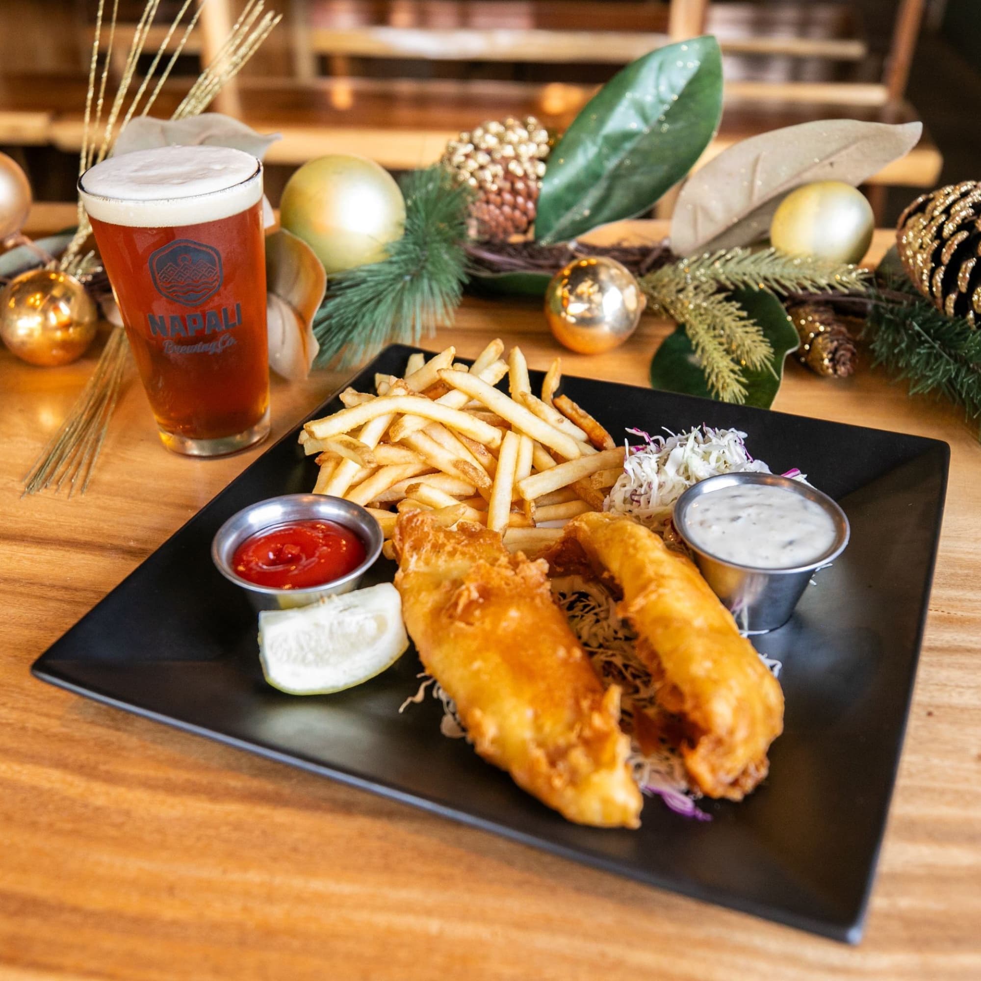 Napali Brewing Co. — fish chips beer pint