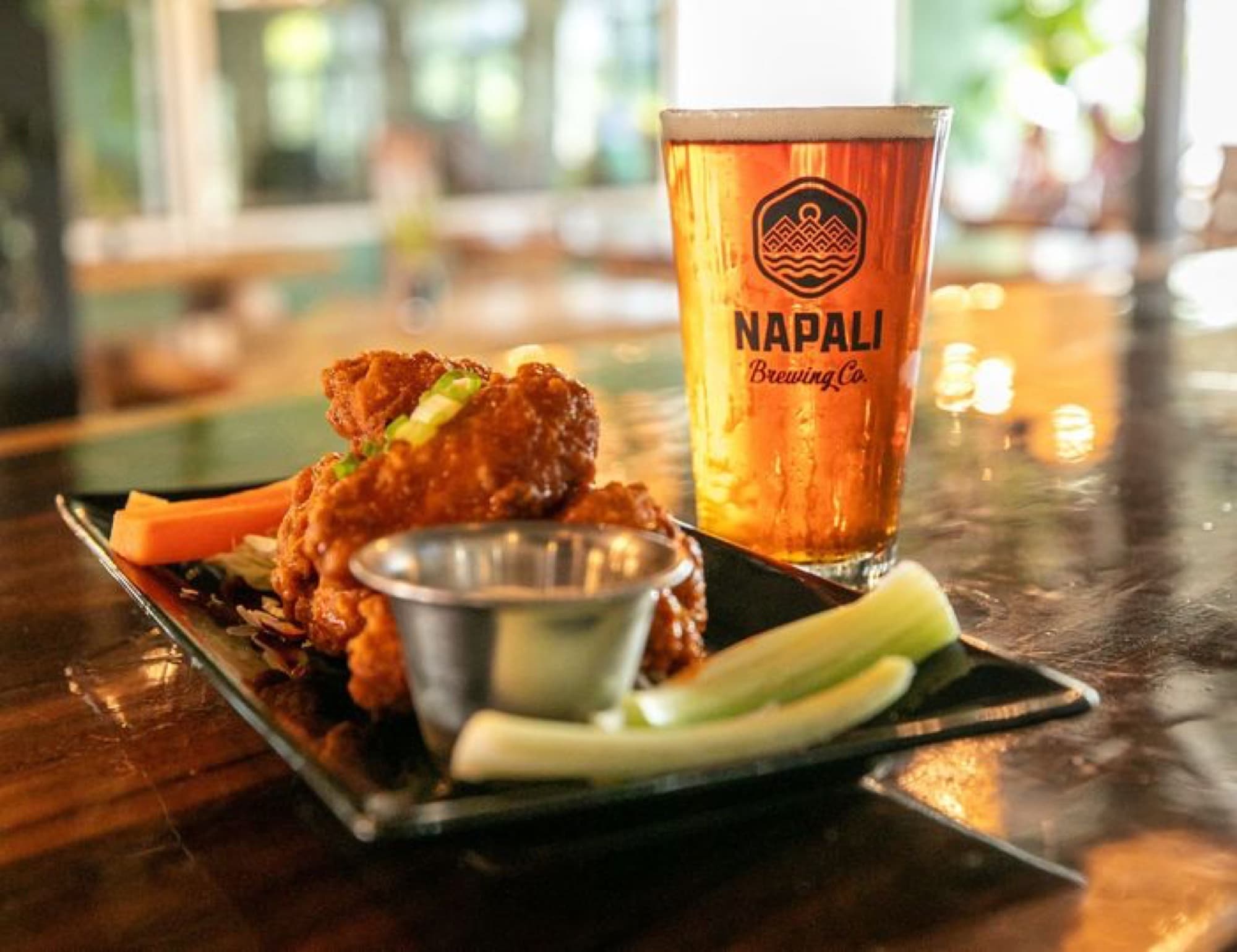 Napali Brewing Co. — wings pint glass pairing