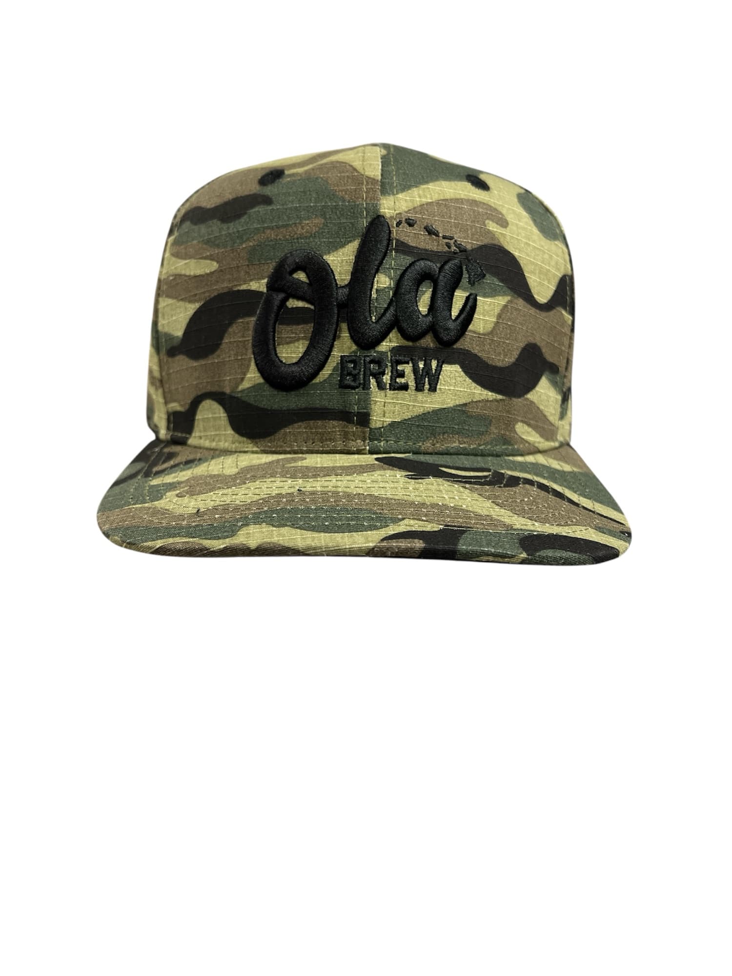 Ola Brew Co. — camo snapback hat embroidered logo